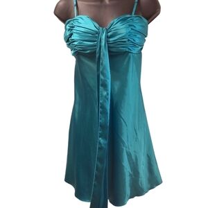 Teal Satin Mini Dress